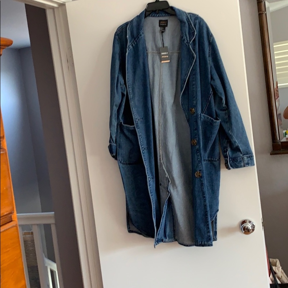 Denim long trench jacket- knee length